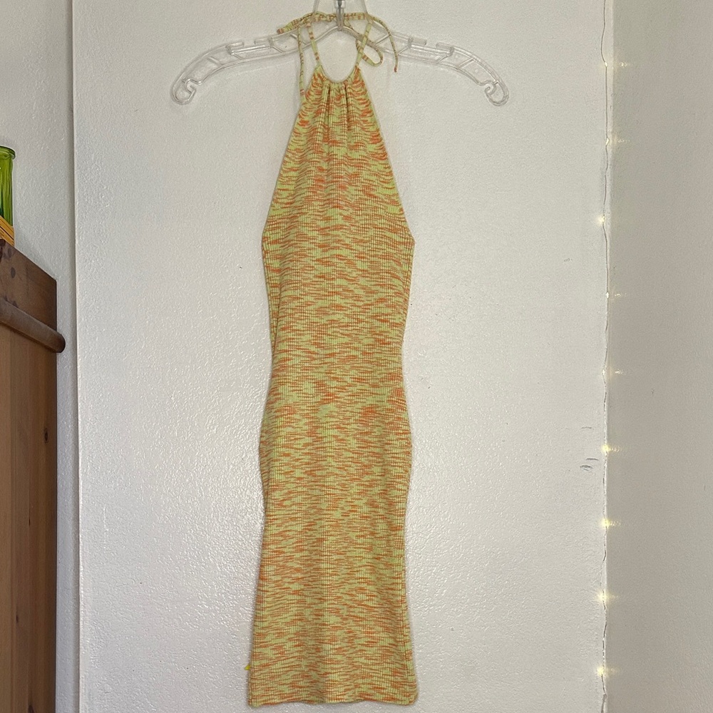 Bershka yellow bodycon halter dress
